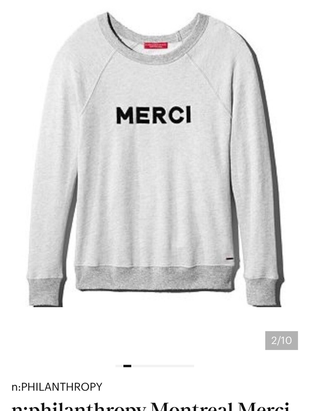 n:Philanthropy Montreal Merci Frayed Sweatshirt - Picture 2 of 9